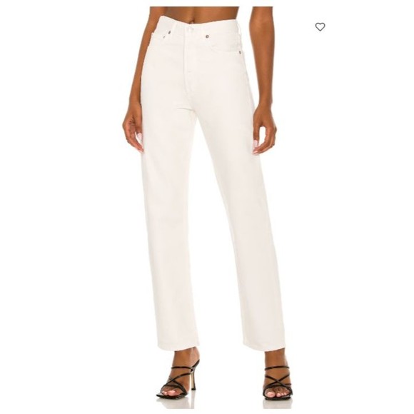 Agolde Denim - Agolde Womens Size 27 White 90s Pinch Waist in Drum Button Fly Straight Leg Jean